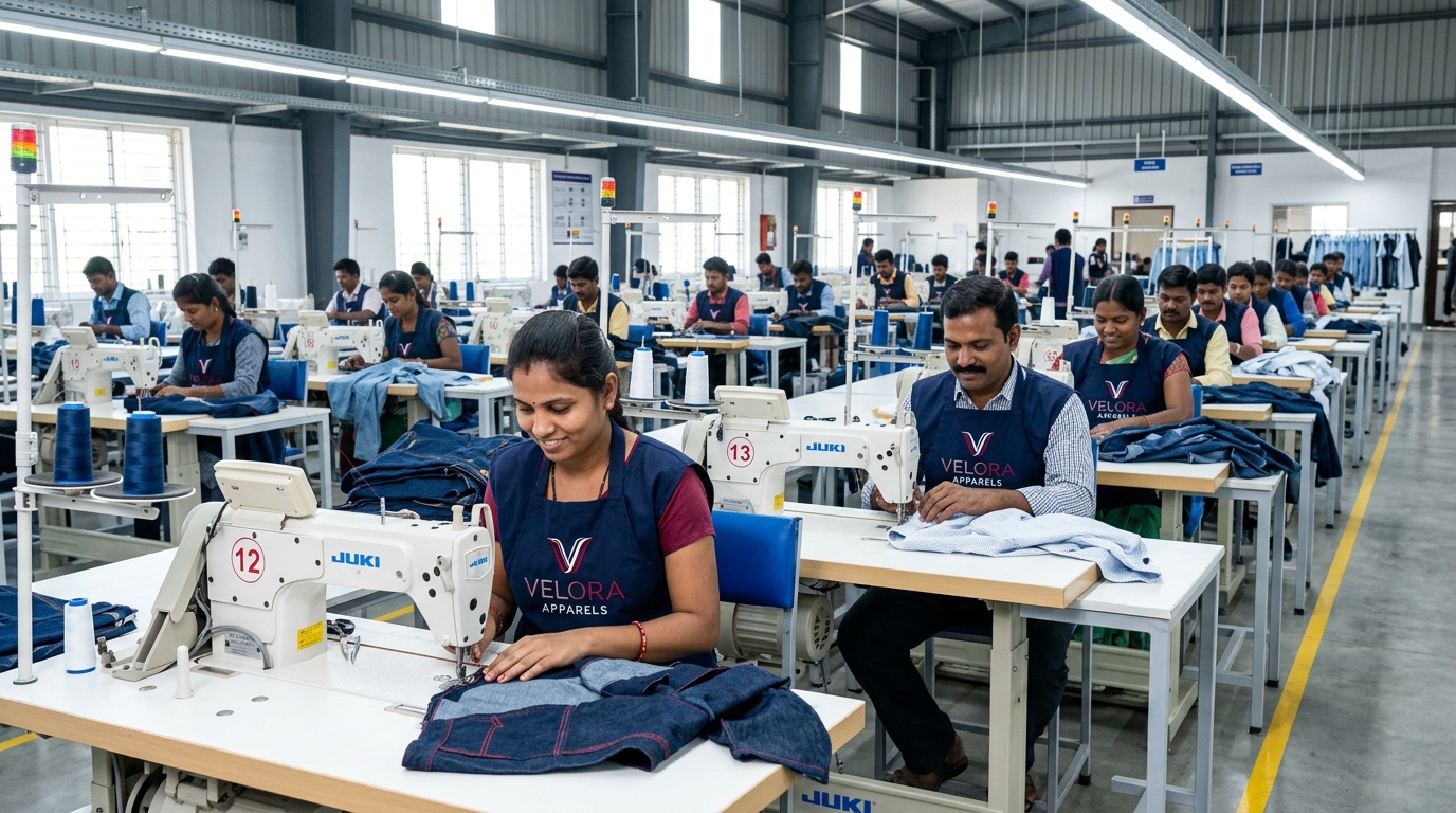 Velora Apparels Production Floor with Branded Aprons